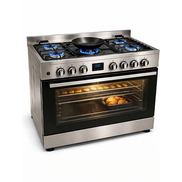 Cuisinière Professionnelle 5 feux Gaz 90×60 Inox Affichage Numérique Enduro RGC90X60S