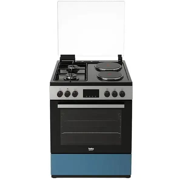 CUISINIERE MIXTE 60CM 2 FEUX GAZ + 2 PLAQUES ELECTRIQUES BEKO FBE64320XDL